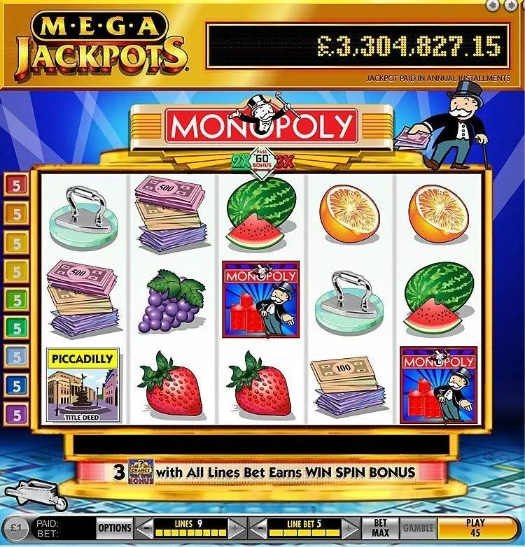 MegaJackpots Monopoly Pass Go slots Introduction Screen