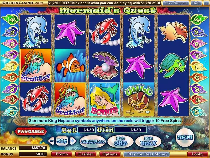Mermaid's Quest slots Main Screen Reels
