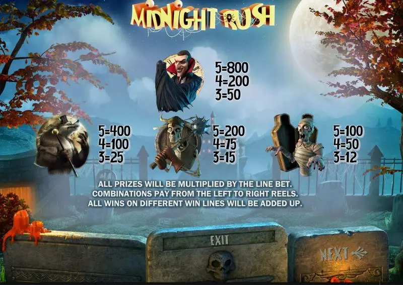 Midnight Rush slots Info and Rules