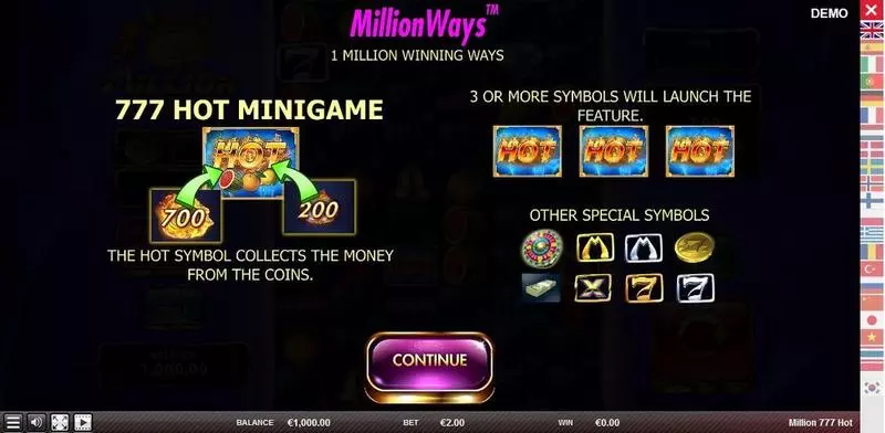Million 777 Hot slots Info and Rules