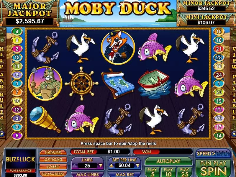 Moby Duck slots Main Screen Reels
