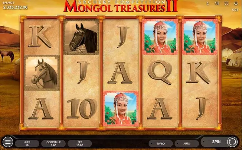 Mongol Treasures II: Archery Competition slots Main Screen Reels