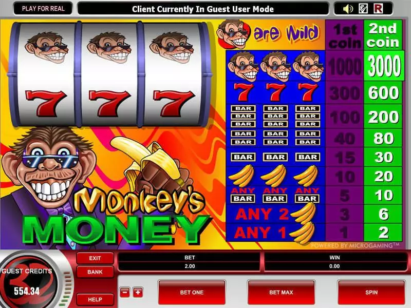 Monkey's Money slots Main Screen Reels
