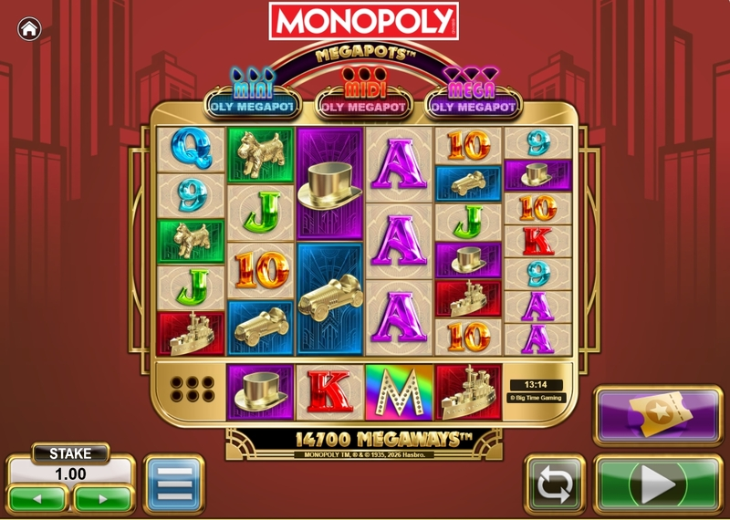 Monopoly Megapots slots Main Screen Reels