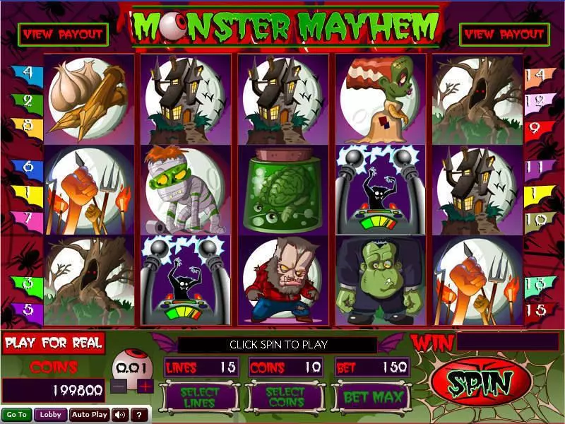 Monster Mayhem slots Main Screen Reels