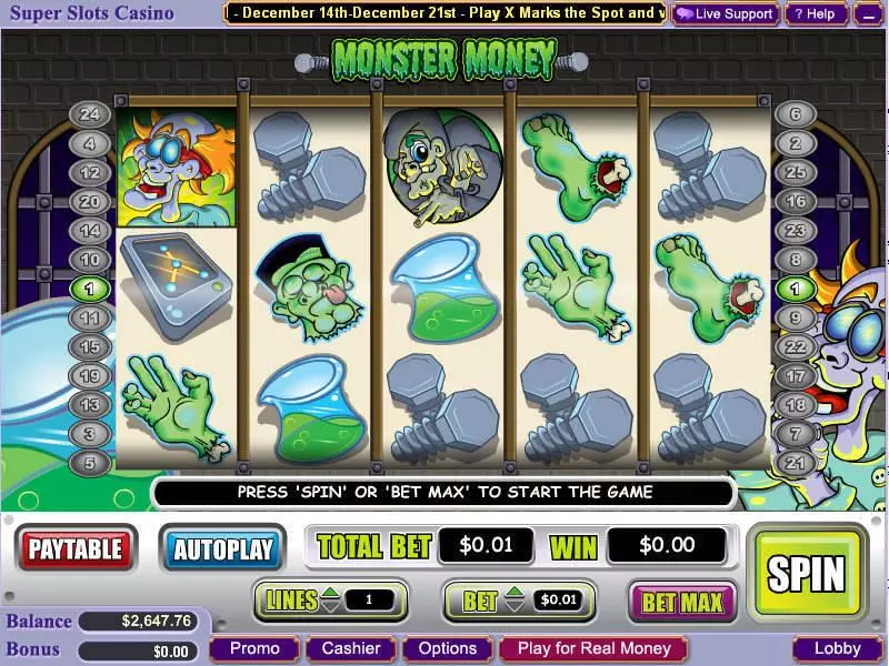 Monster Money slots Main Screen Reels
