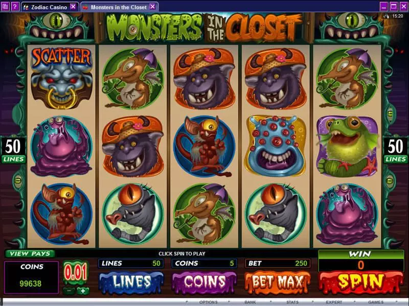 Monsters in the Closet slots Main Screen Reels