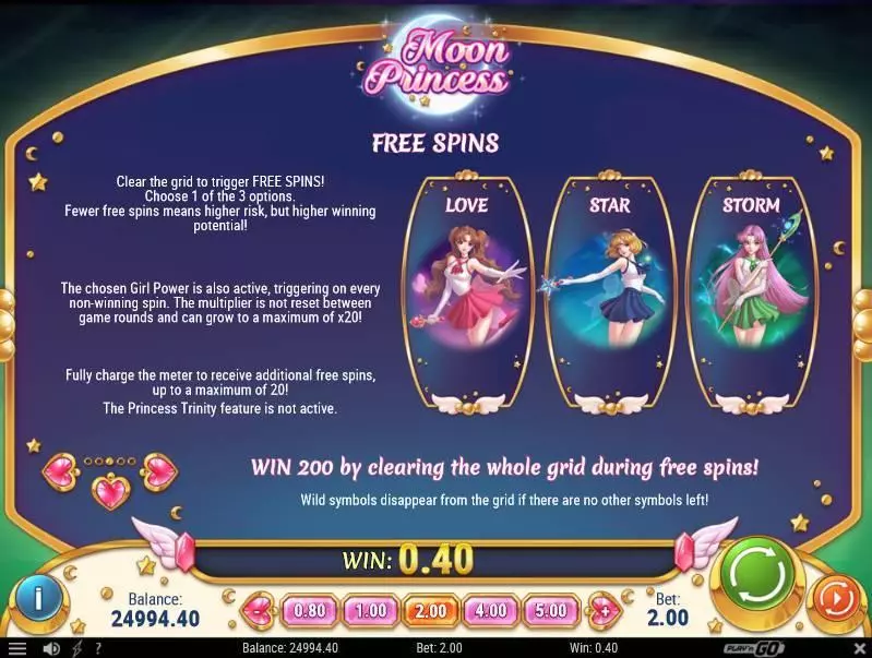Moon Princess slots Info and Rules