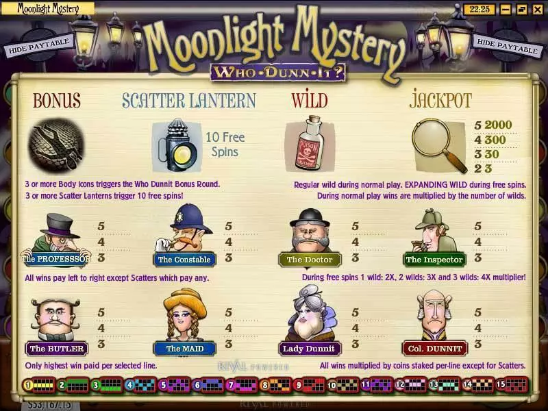 Moonlight Mystery slots Info and Rules