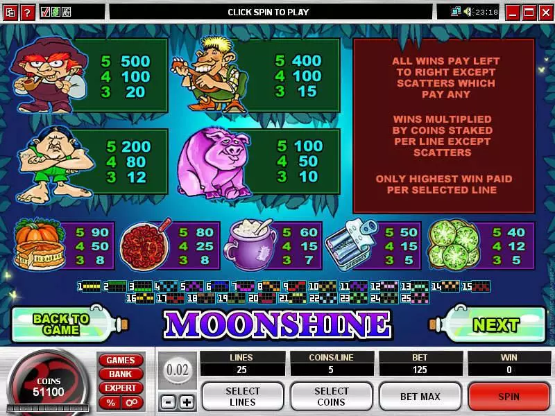 Moonshine slots Info and Rules