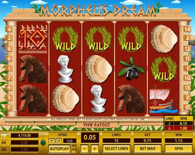 Morpheus Dream slots Main Screen Reels