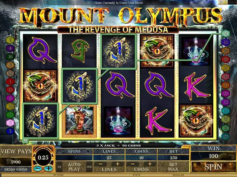 Mount Olympus - Revenge of Medusa slots Main Screen Reels