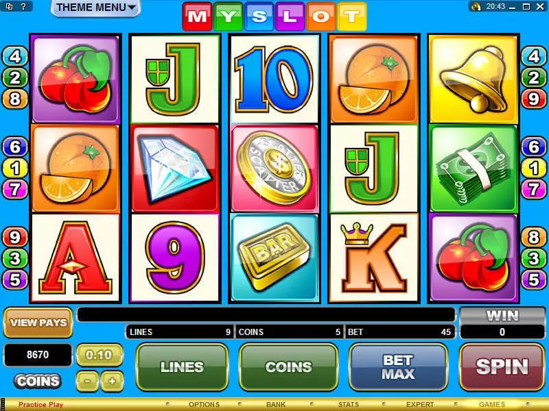 MYSLOT slots Main Screen Reels