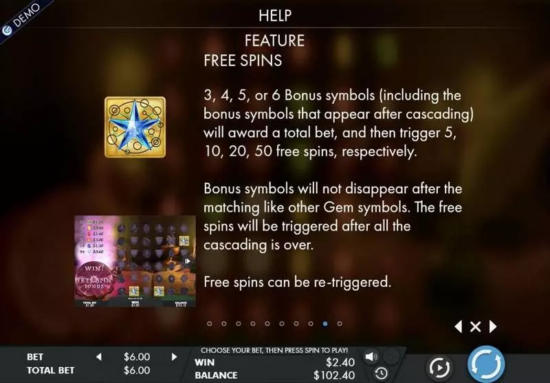 Mysterious Gems slots Free Spins Feature