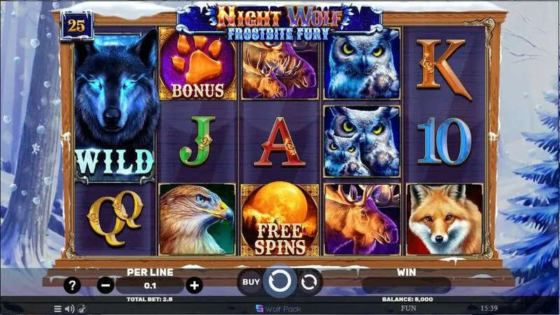Night Wolf – Frostbite Fury slots Main Screen Reels