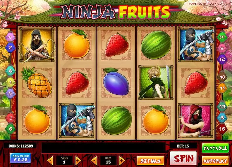 Ninja Fruits slots Main Screen Reels