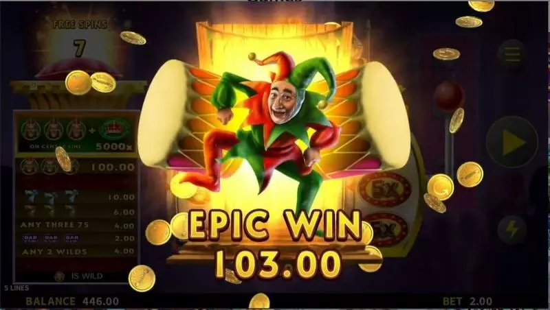Noble 7’s slots Winning Screenshot