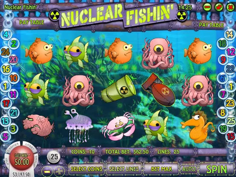Nuclear Fishin slots Main Screen Reels