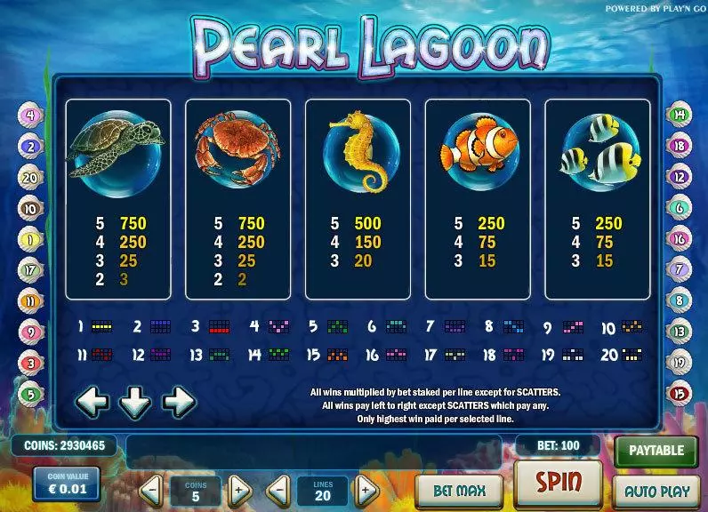 Pearl Lagoon slots Info and Rules