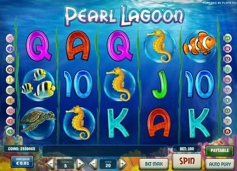 Pearl Lagoon slots Main Screen Reels