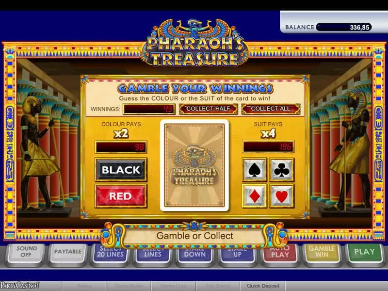 Pharaoh's Treasure slots Gamble Screen