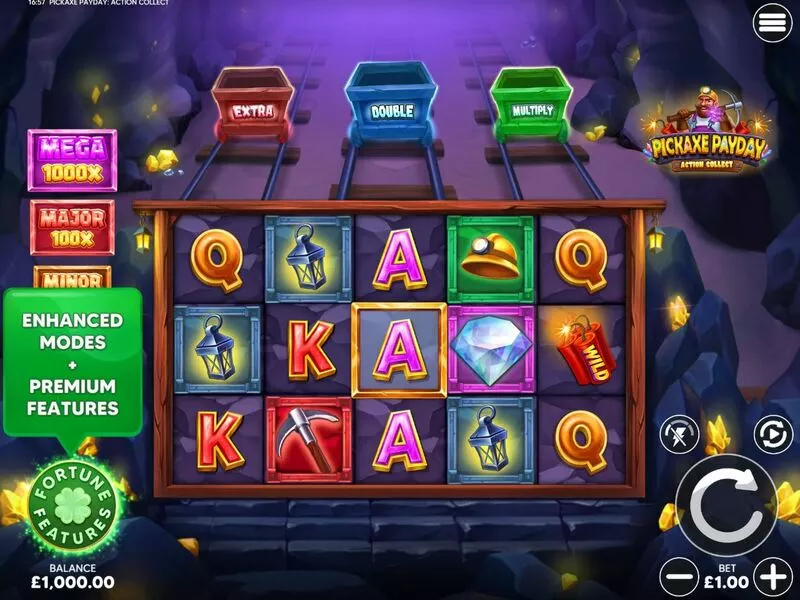 Pickaxe Payday Action Collect slots Main Screen Reels