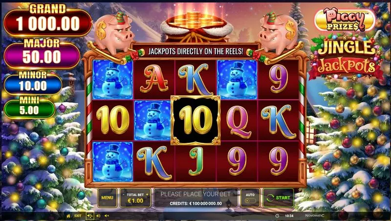 Piggy Prizes - Jingle Jackpots slots Main Screen Reels