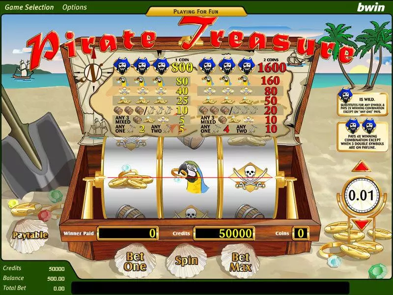 Pirate Treasure slots Main Screen Reels