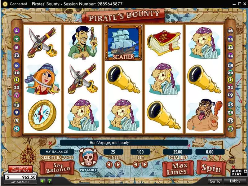 Pirate's Bounty slots Main Screen Reels