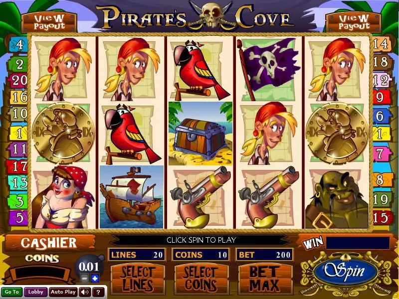 Pirate's Cove slots Main Screen Reels