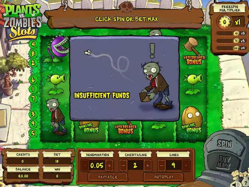 Plants vs. Zombies slots Main Screen Reels