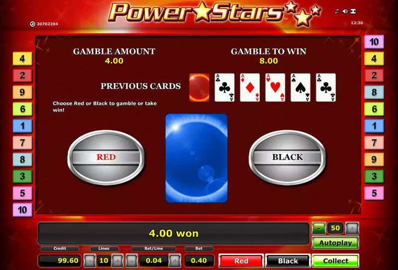 Power Stars slots Gamble Screen
