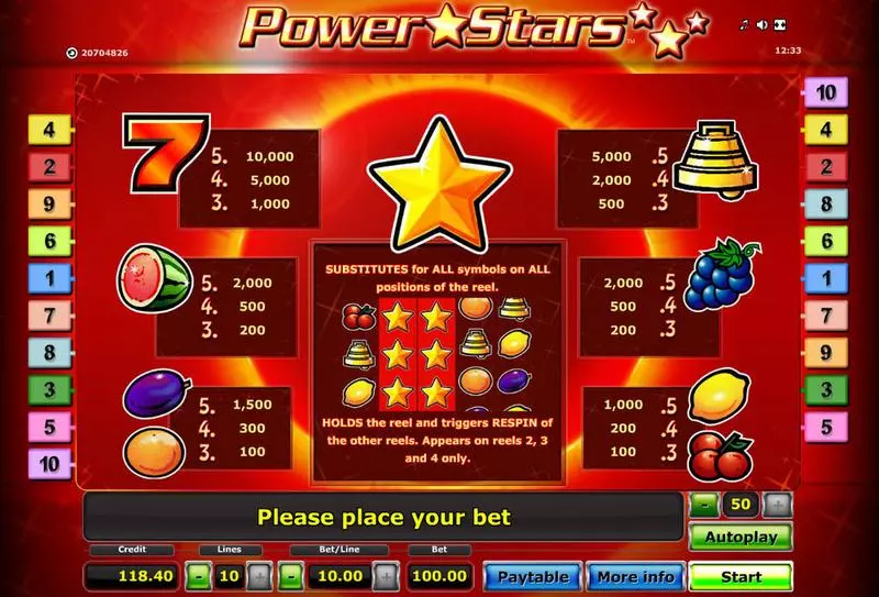 Power Stars slots Info and Rules