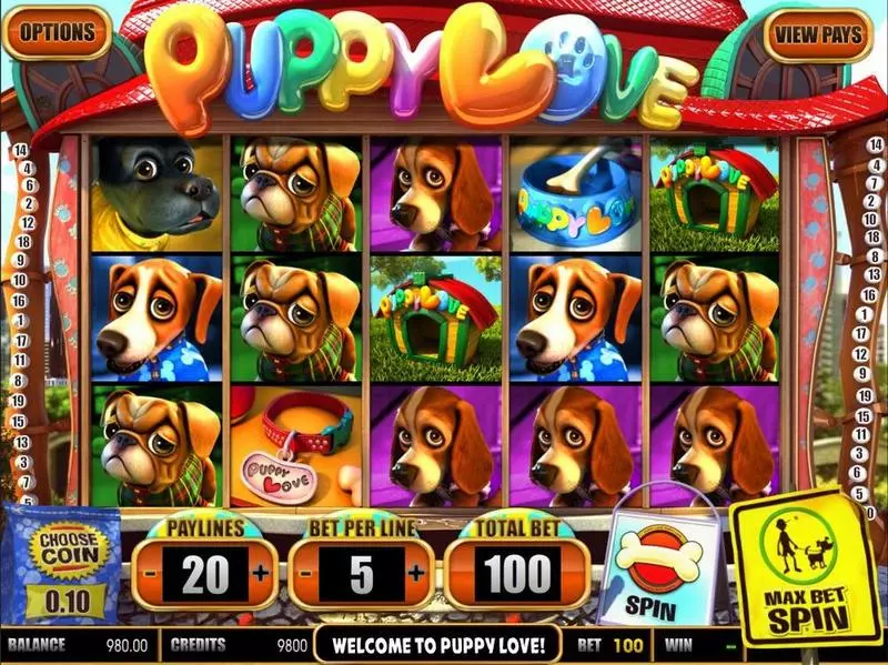 Puppy Love slots Introduction Screen
