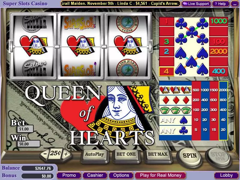 Queen of Hearts slots Main Screen Reels