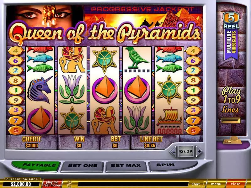 Queen of Pyramids slots Main Screen Reels