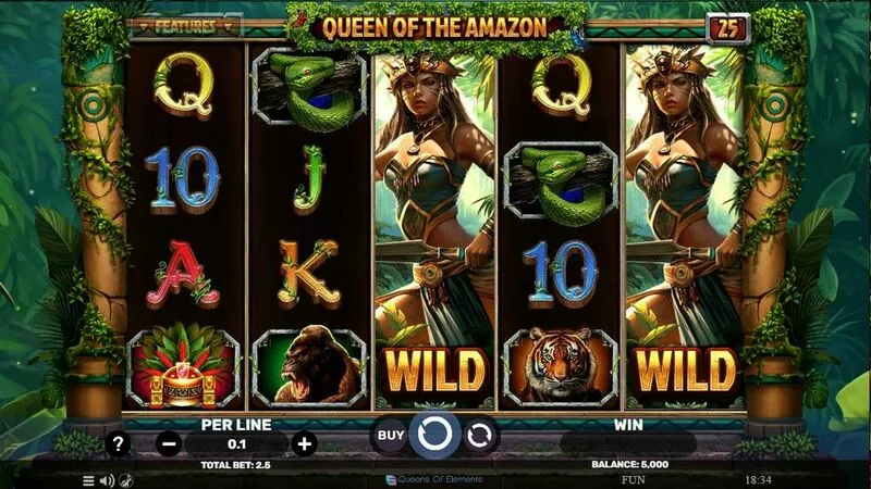 Queen Of The Amazon slots Main Screen Reels