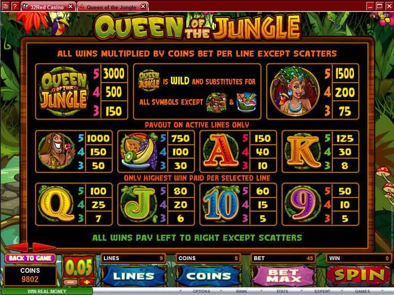 Queen of the Jungle slots Info and Rules