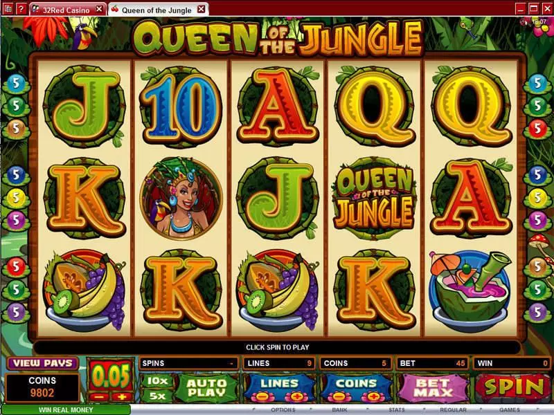 Queen of the Jungle slots Main Screen Reels