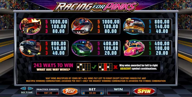 Racing For Pinks slots Info and Rules