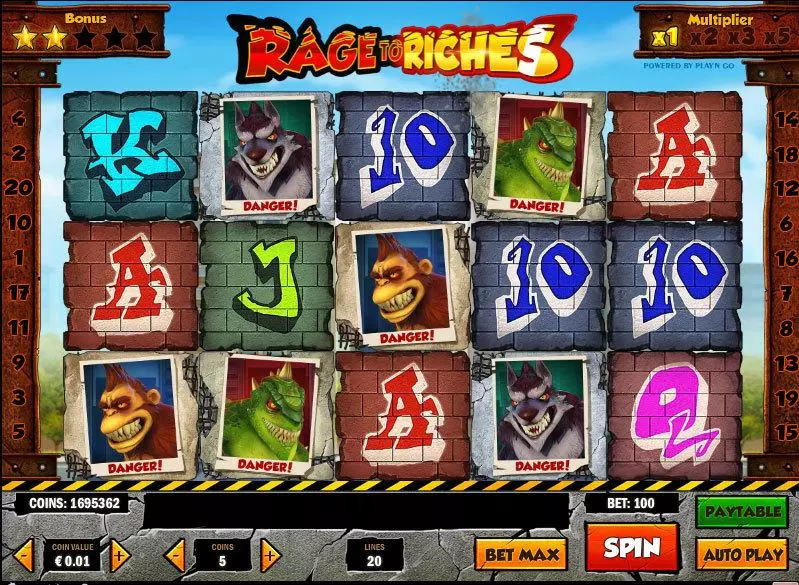 Rage to Riches slots Main Screen Reels