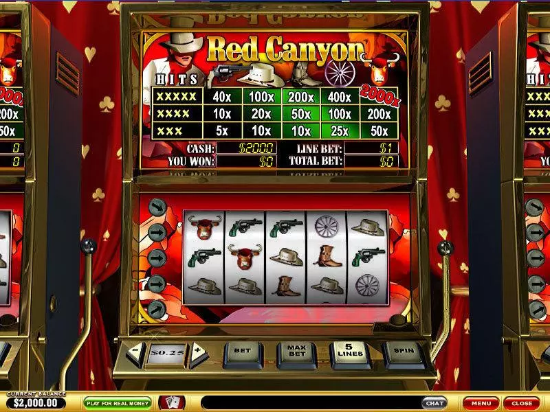 Red Canyon slots Main Screen Reels