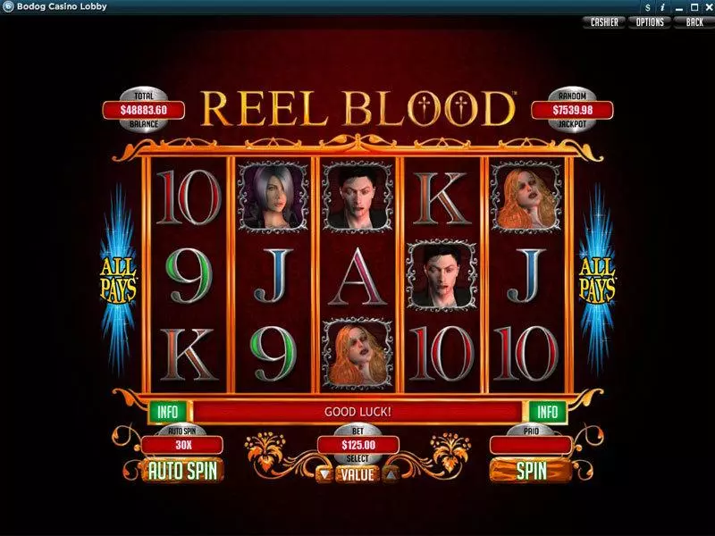 Reel Blood slots Main Screen Reels