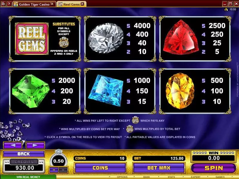 Reel Gems slots Info and Rules
