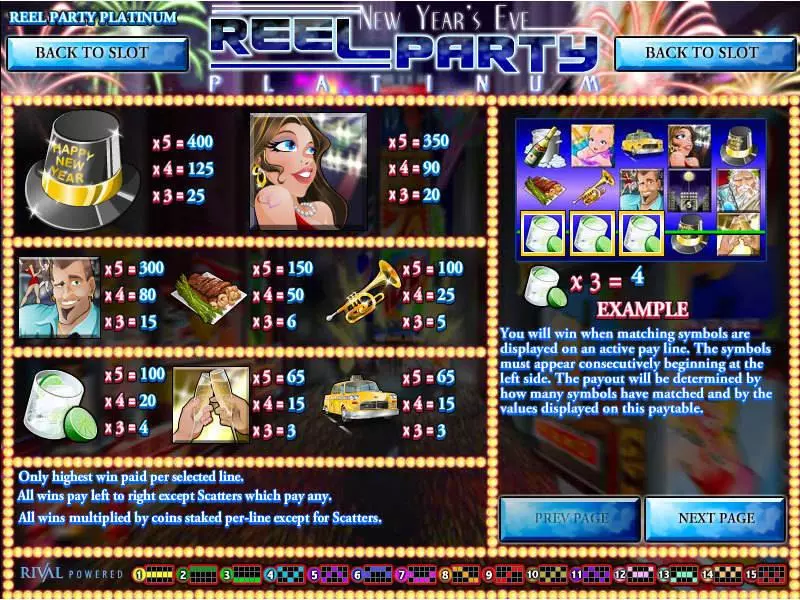 Reel Party Platinum slots Info and Rules