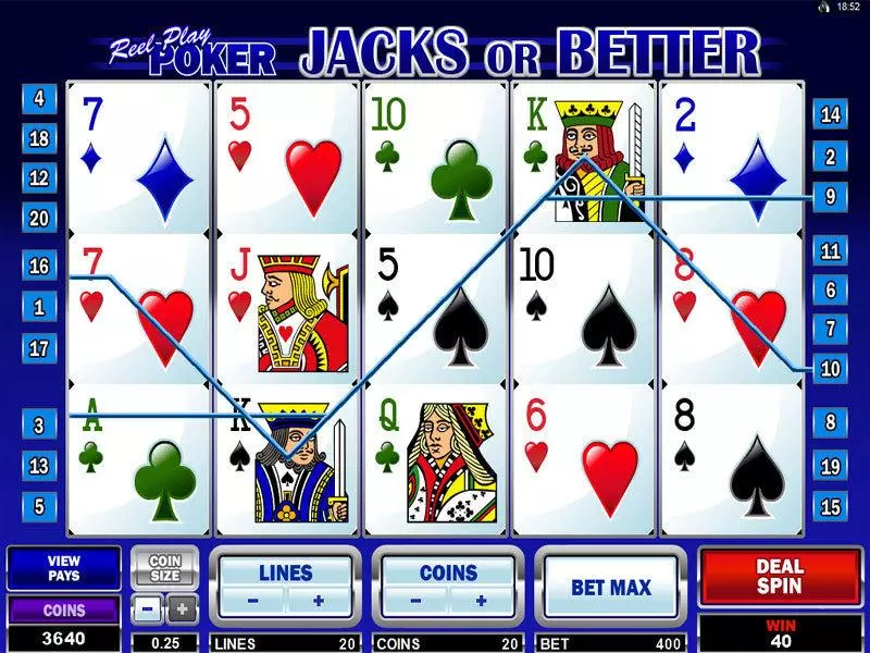 Reel Play Poker - Jacks or Better slots Main Screen Reels