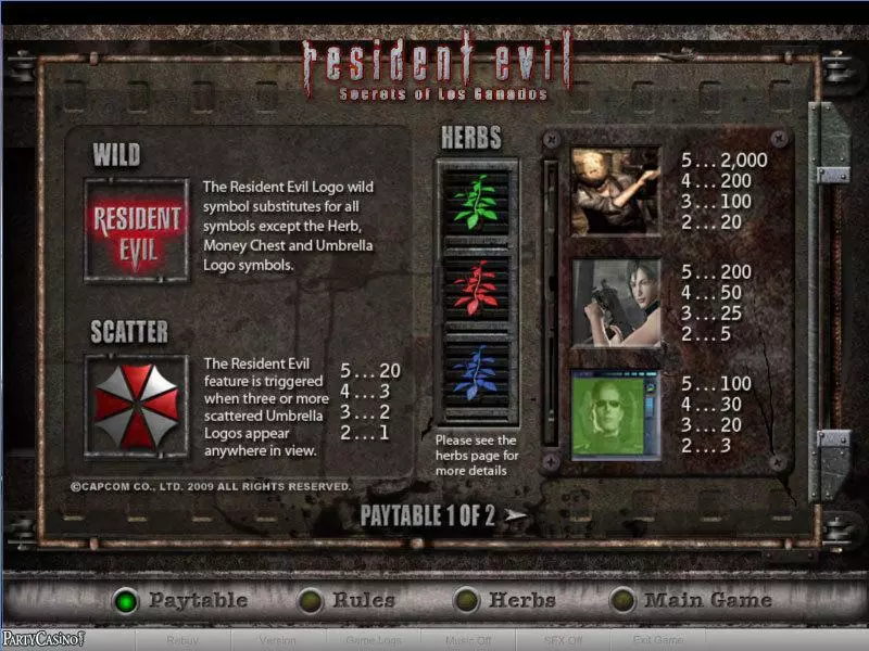 Resident Evil slots Info and Rules