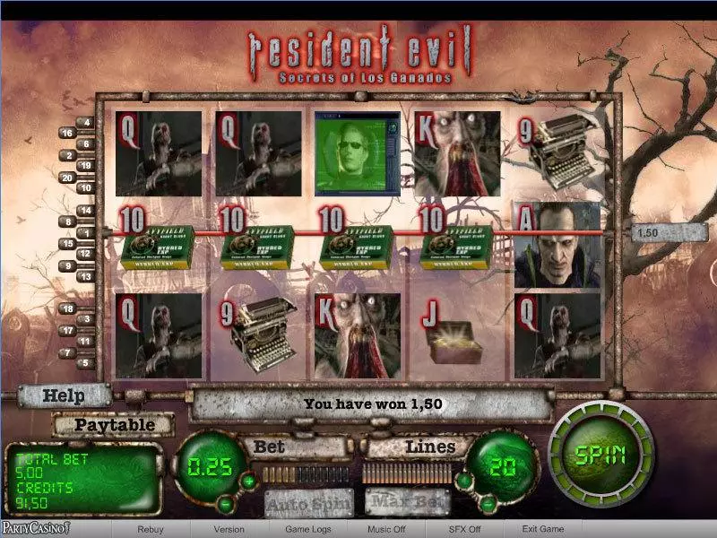 Resident Evil slots Main Screen Reels