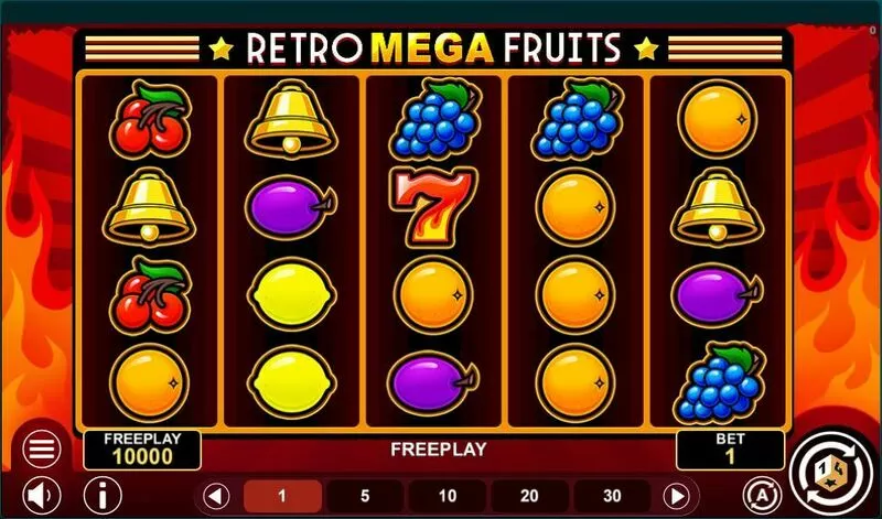 Retro Mega Fruits slots Main Screen Reels