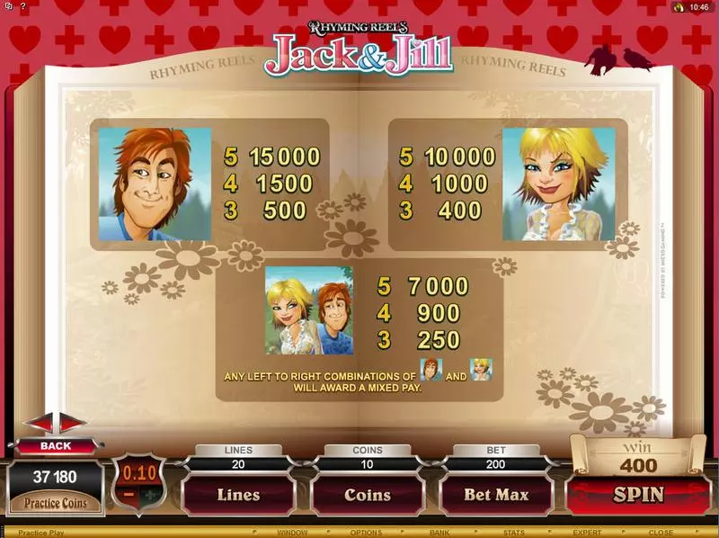 Rhyming Reels - Jack and Jill slots Info and Rules